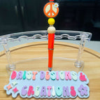 Iridescent Orange Barrel/ Orange Daisy Peace Sign