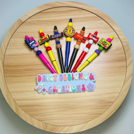 Custom Beaded Black Ink Pen with Candy Bar Focal – Fun & Stylish - Daisy Designs & Creations, LLC