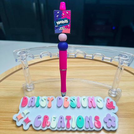 Custom Beaded Black Ink Pen with Chewy Candy Focal – Fun & Unique Writing Accessory - Daisy Designs & Creations, LLC