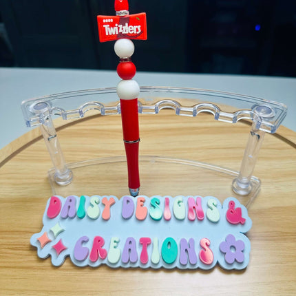 Custom Beaded Black Ink Pen with Chewy Candy Focal – Fun & Unique Writing Accessory - Daisy Designs & Creations, LLC