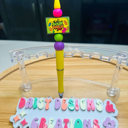 Custom Beaded Black Ink Pen with Chewy Candy Focal – Fun & Unique Writing Accessory - Daisy Designs & Creations, LLC