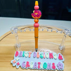 Pink/Purple Iridescent Pen/Purple/Orange Swirl Doughnut