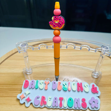 Custom Beaded Black Ink Pen with Doughnut Focal – Fun & Stylish - Daisy Designs & Creations, LLC