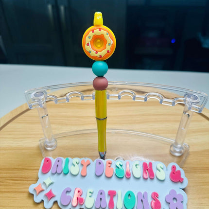 Custom Beaded Black Ink Pen with Doughnut Focal – Fun & Stylish - Daisy Designs & Creations, LLC