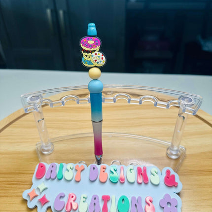 Custom Beaded Black Ink Pen with Doughnut Focal – Fun & Stylish - Daisy Designs & Creations, LLC