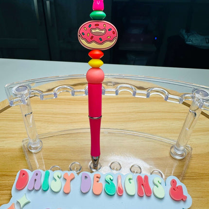Custom Beaded Black Ink Pen with Doughnut Focal – Fun & Stylish - Daisy Designs & Creations, LLC