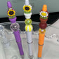 Custom Beaded Pens - Sunflower Pot Plant Design, Refillable Black Ink, Silicone & Acrylic Beads Beaded Pen collection Beaded Pens 6 Daisy Designs & Creations LLC