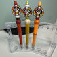 Custom Beaded Pens with Floral Peace Sign - Refillable Black Ink, Silicone & Acrylic Beads Beaded Pen collection Beaded Pens 6 Daisy Designs & Creations LLC