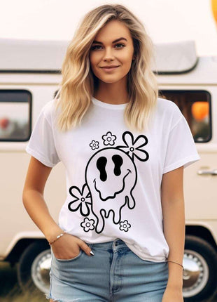 Daisy Smiley Drippy Face Tee | Soft Style, Comfortable, Multiple Sizes & Colors - Daisy Designs & Creations, LLC