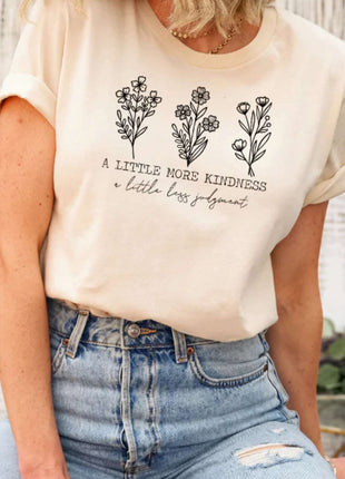 Embrace Kindness: 'A Little More Kindness, A Little Less Judgment' Tee with Simple Wildflower Design - Daisy Designs & Creations, LLC