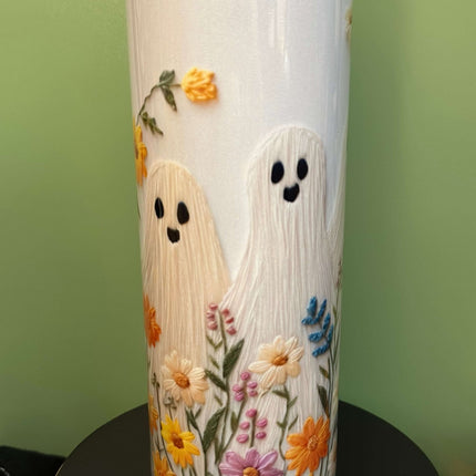 Embroidered Ghost - 20 oz Skinny Tumbler - Daisy Designs & Creations, LLC