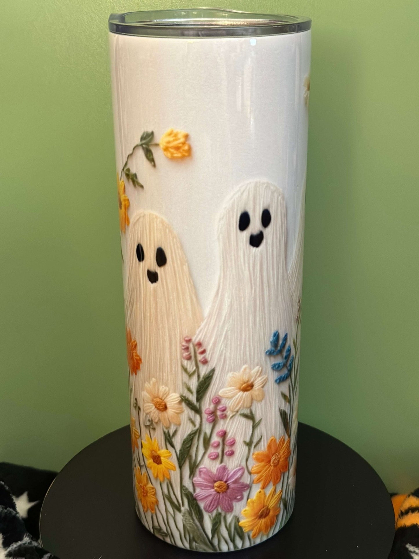 Embroidered Ghost - 20 oz Skinny Tumbler - Daisy Designs & Creations, LLC