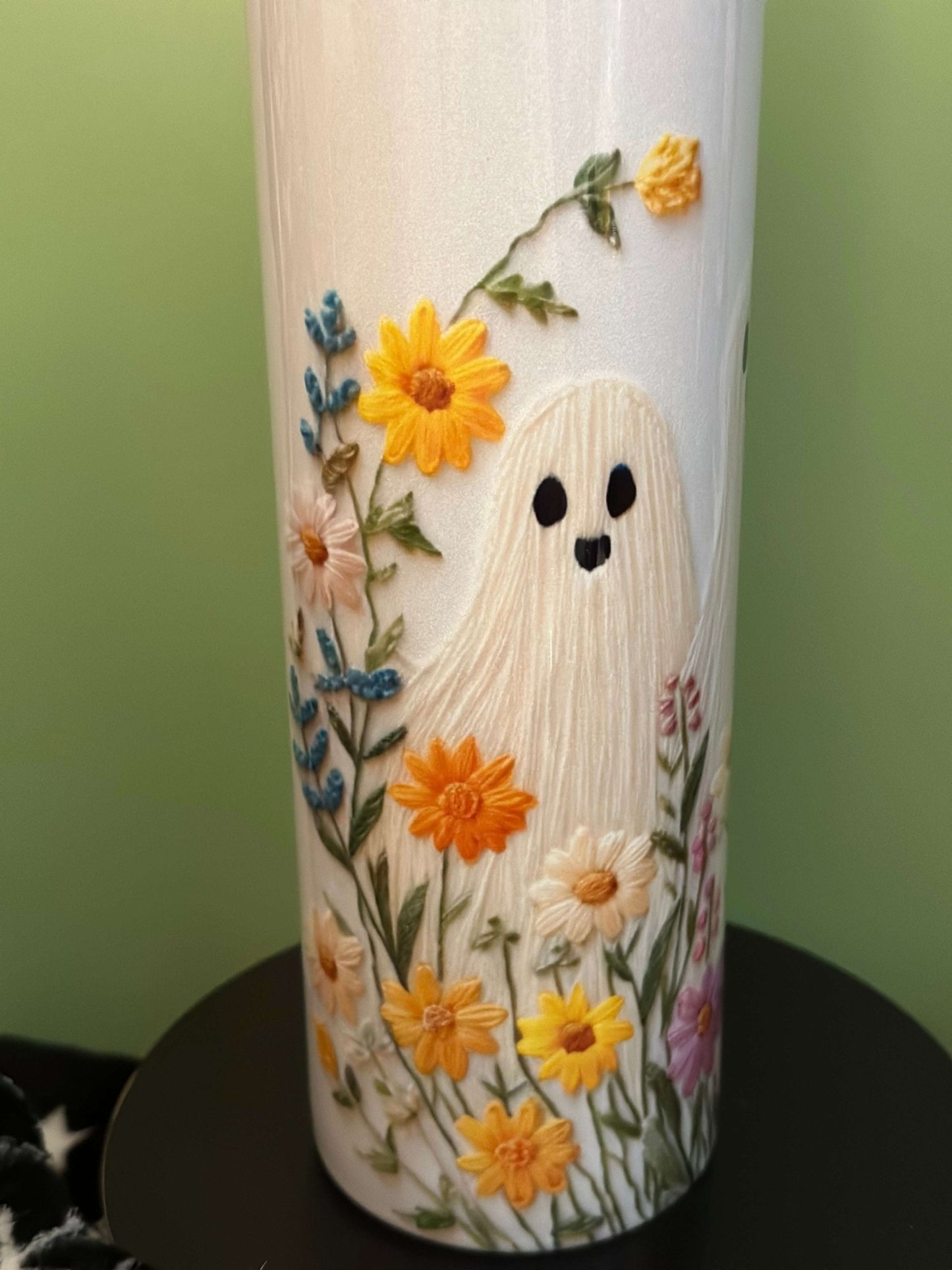 Embroidered Ghost - 20 oz Skinny Tumbler - Daisy Designs & Creations, LLC