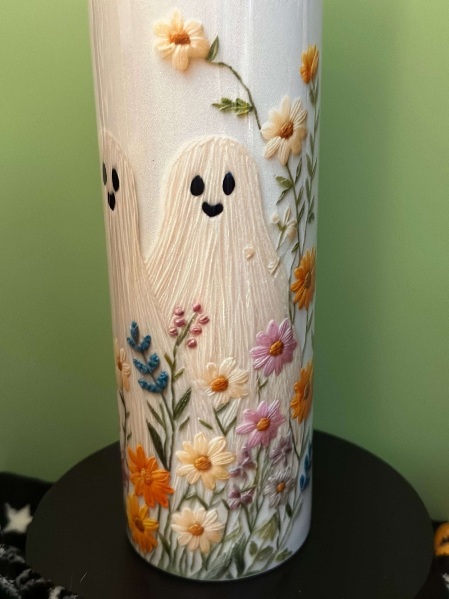 Embroidered Ghost - 20 oz Skinny Tumbler - Daisy Designs & Creations, LLC