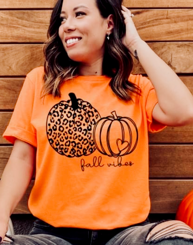 Fall Vibes Cheetah Pumpkin- T-Shirt Fall T-Shirt Collection 22 Daisy Designs & Creations LLC