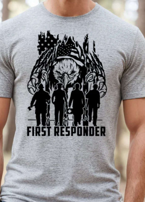 First Responder Tribute T-Shirt – Eagle & First Responder Flag Design | Honor & Support Tee | Unisex Sizes S - 3XL - Daisy Designs & Creations, LLC