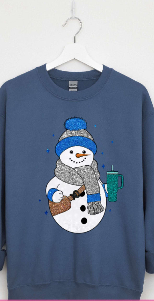 Glittery Snowman Crewneck/Hoodie Christmas Collection 35 Daisy Designs & Creations LLC