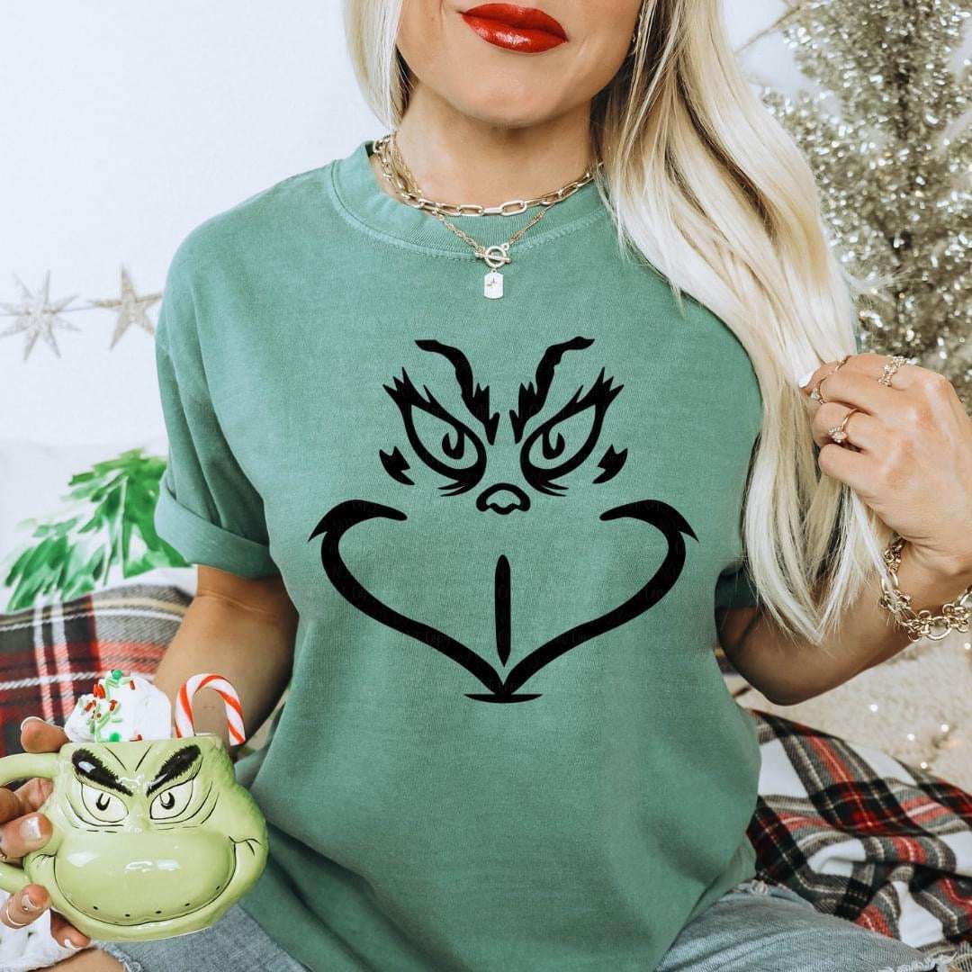 Grinch Face Crewneck/T-Shirt Christmas Collection 28 Daisy Designs & Creations LLC