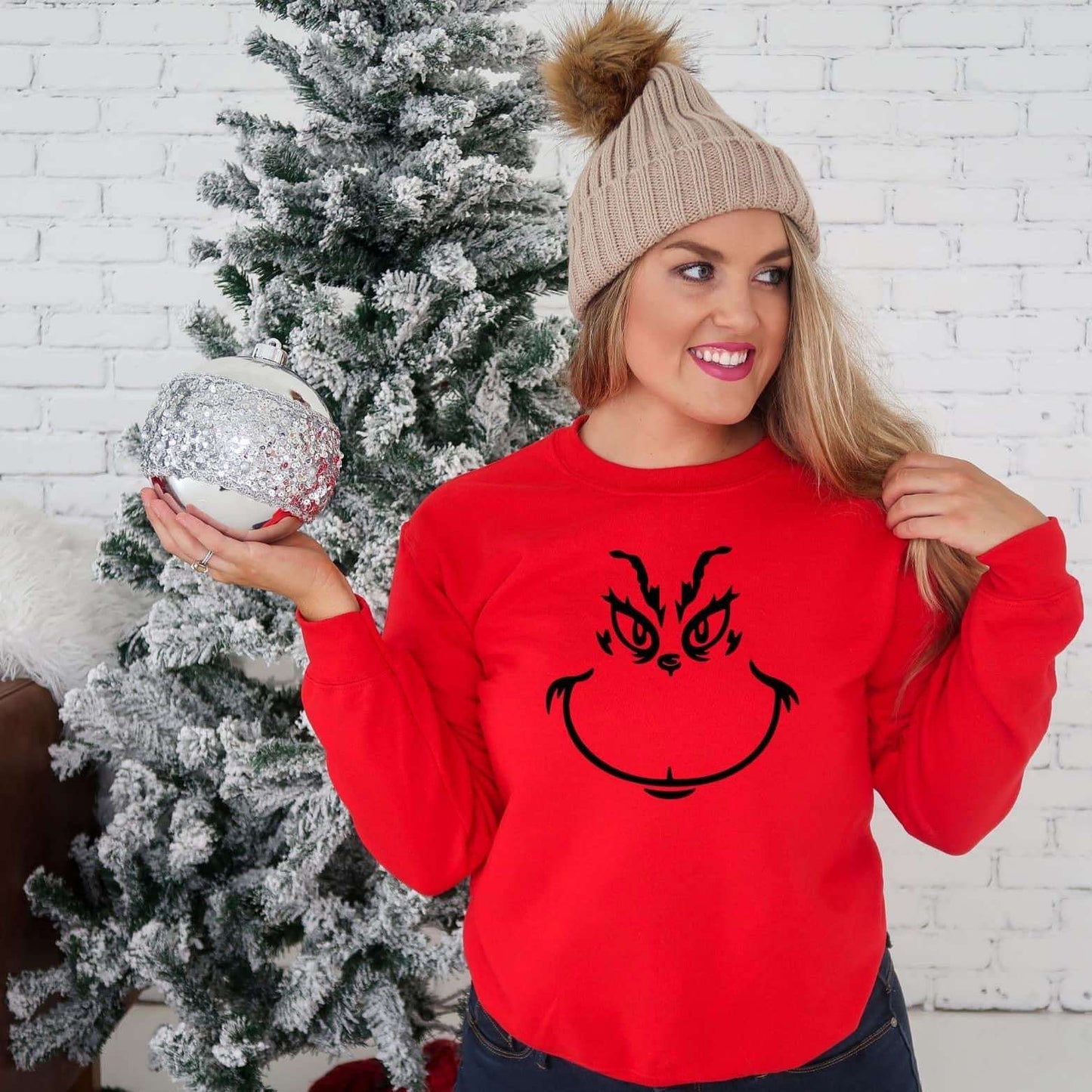 Grinch Face Crewneck/T-Shirt Christmas Collection 28 Daisy Designs & Creations LLC