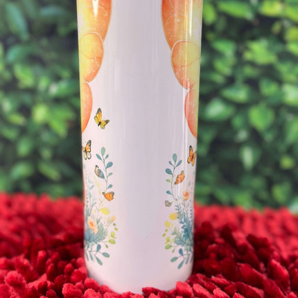 Scarlet Sprite 20oz Stainless Steel Tumbler – Fairy Girl Insulated Drinkware | Whimsical Red Dress & Floral Crown Design - Daisy Designs & Creations, LLC