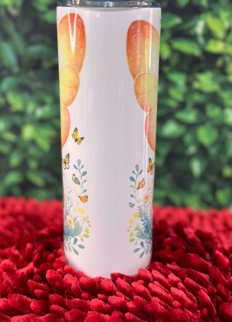 Scarlet Sprite 20oz Stainless Steel Tumbler – Fairy Girl Insulated Drinkware | Whimsical Red Dress & Floral Crown Design - Daisy Designs & Creations, LLC