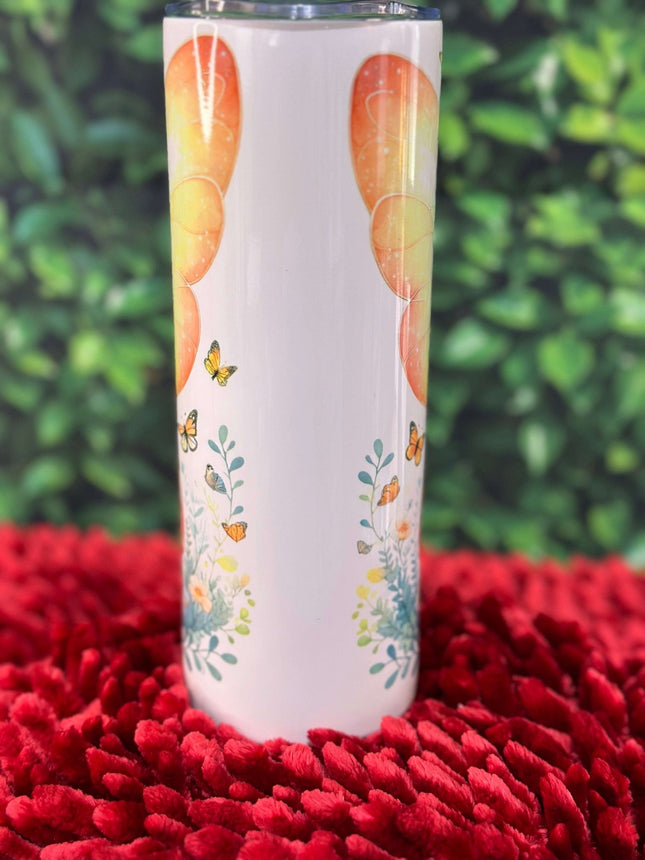 Scarlet Sprite 20oz Stainless Steel Tumbler – Fairy Girl Insulated Drinkware | Whimsical Red Dress & Floral Crown Design - Daisy Designs & Creations, LLC