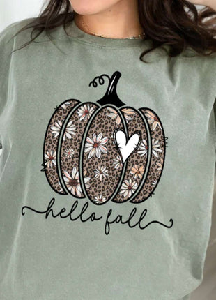 Hello Fall Daisy Pumpkin T-Shirt | Autumn Graphic Tee (S–3X) - Daisy Designs & Creations, LLC