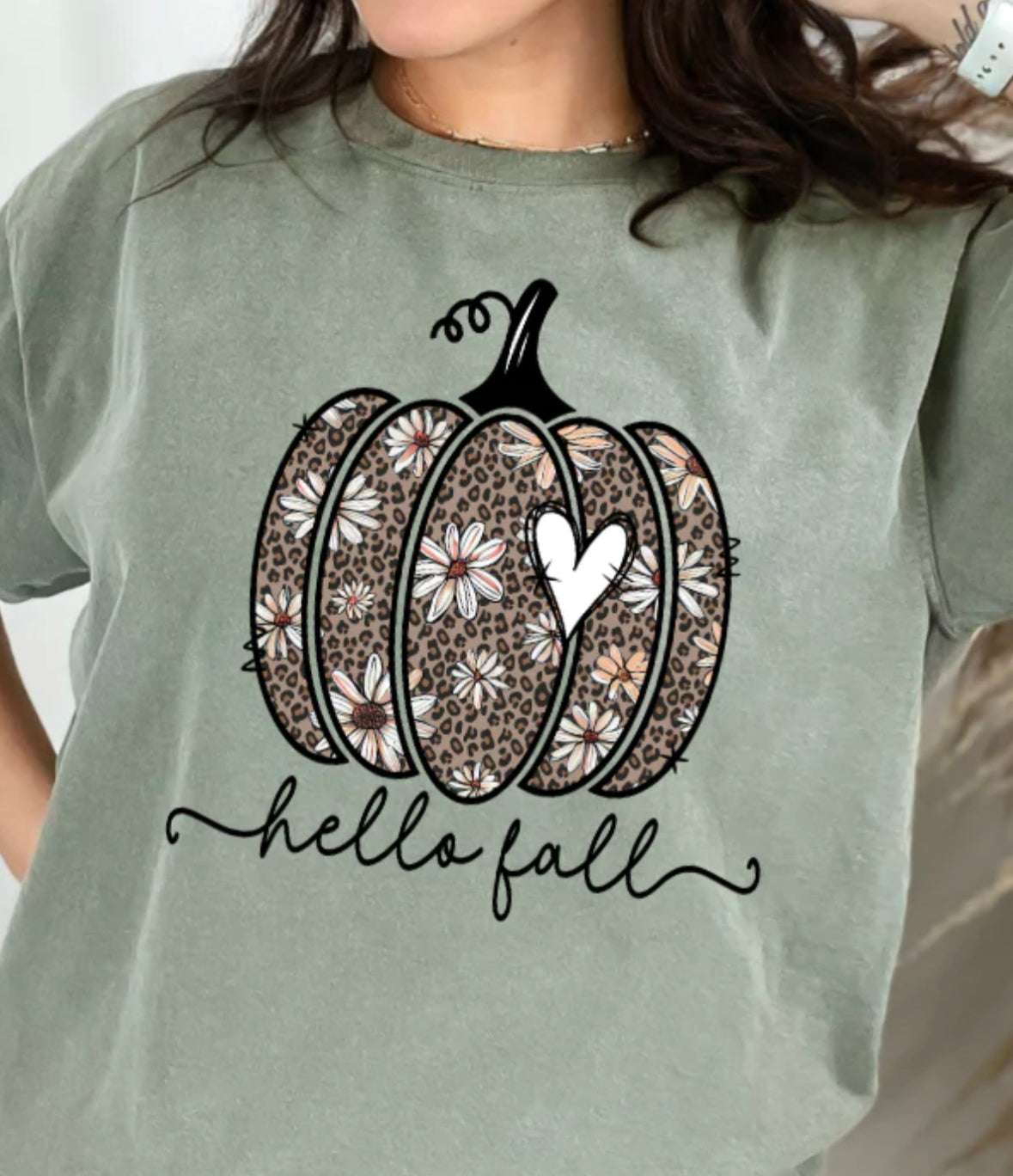 Hello Fall Daisy Pumpkin T-Shirt | Autumn Graphic Tee (S–3X) - Daisy Designs & Creations, LLC
