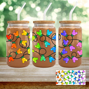 Enchanting Ears & Colorful Lights 16oz Can Glass – Magical Holiday Drinkware