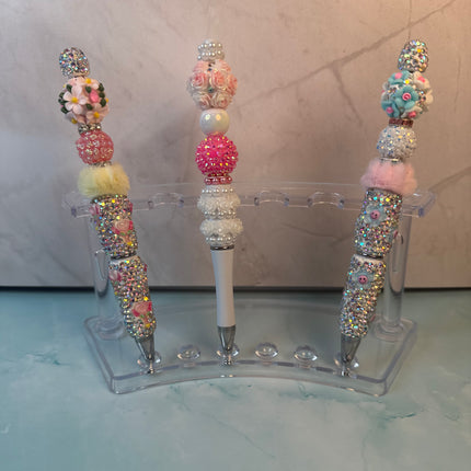 Luxury Rhinestone Beaded Pen – Refillable Sparkle Desk Pen – Glam Floral Boutique Gift for Her