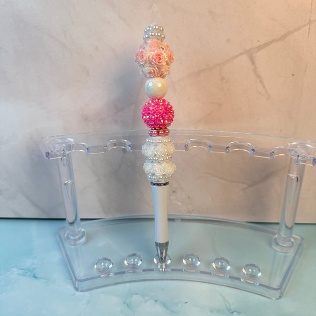 Luxury Rhinestone Beaded Pen – Refillable Sparkle Desk Pen – Glam Floral Boutique Gift for Her