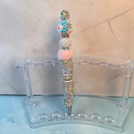 Luxury Rhinestone Beaded Pen – Refillable Sparkle Desk Pen – Glam Floral Boutique Gift for Her
