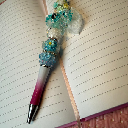 Pastel Princess Bow Rhinestone Pen – Retractable & Refillable Black Ink | Boutique Glam Desk Accessory