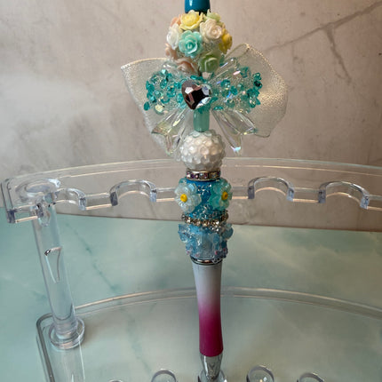 Pastel Princess Bow Rhinestone Pen – Retractable & Refillable Black Ink | Boutique Glam Desk Accessory