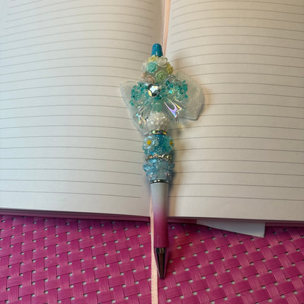 Pastel Princess Bow Rhinestone Pen – Retractable & Refillable Black Ink | Boutique Glam Desk Accessory