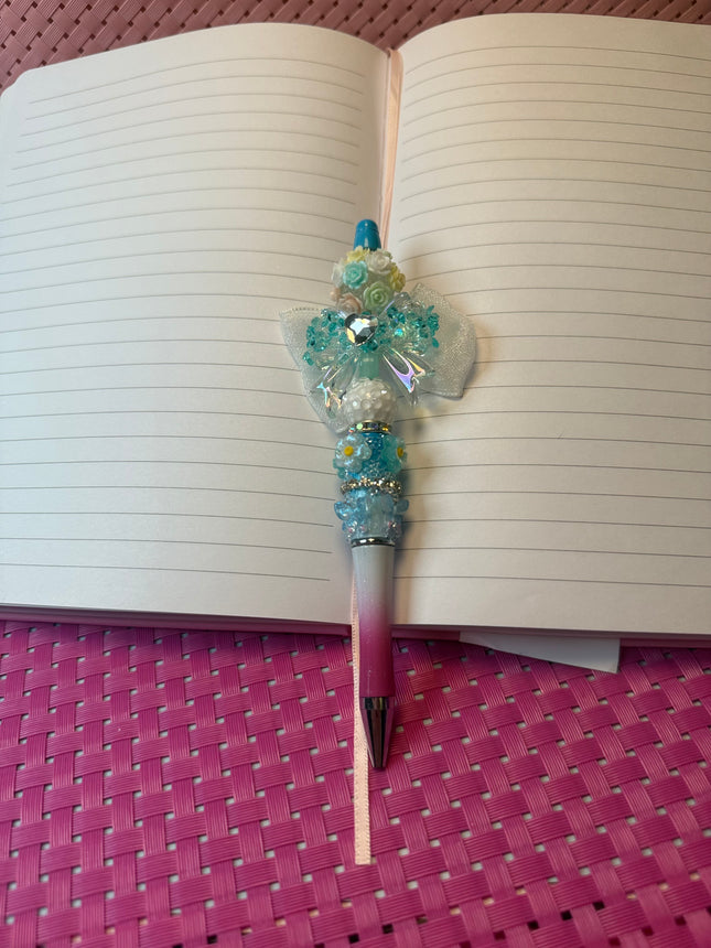 Pastel Princess Bow Rhinestone Pen – Retractable & Refillable Black Ink | Boutique Glam Desk Accessory