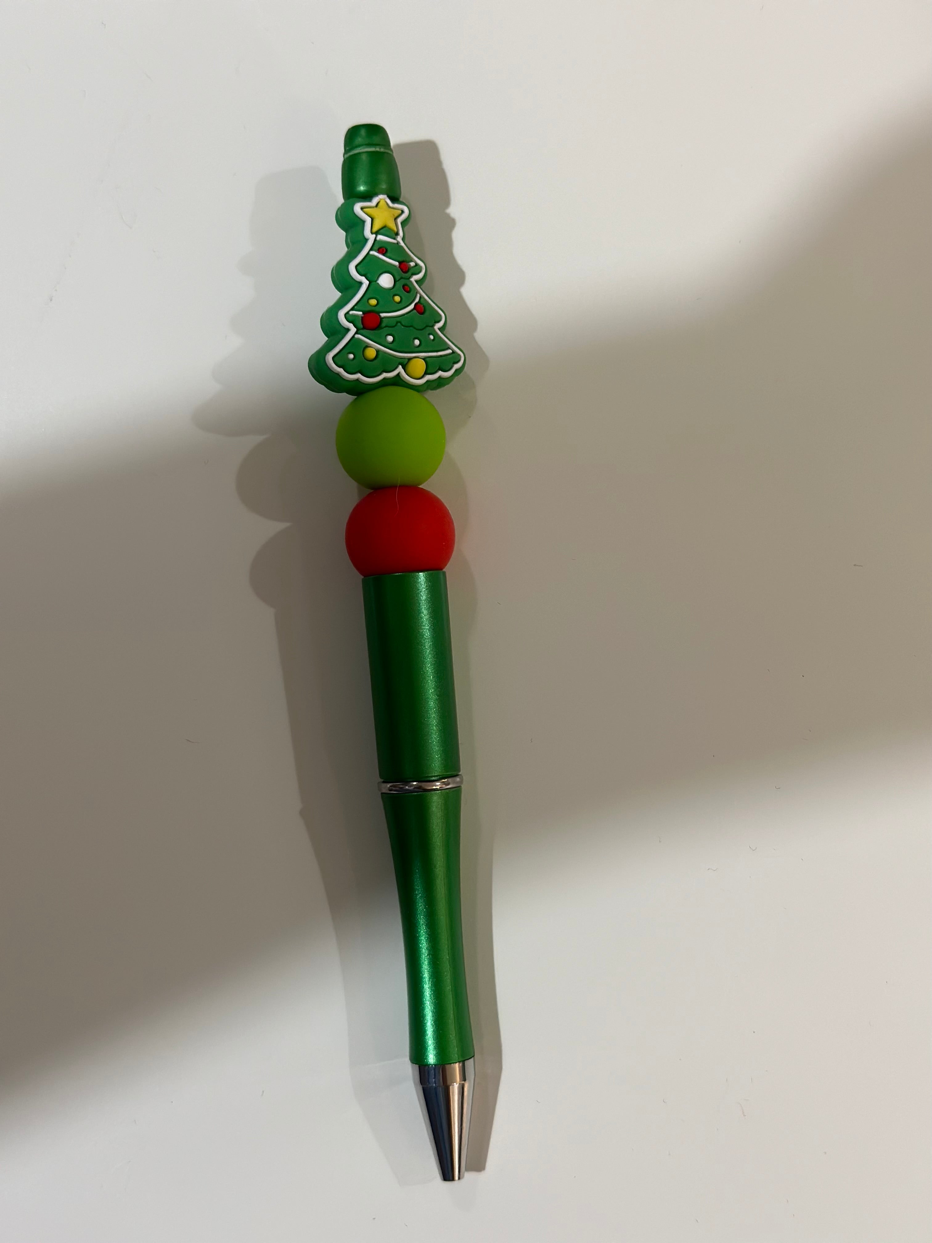 Festive Christmas Beaded Pens with Black Ink – Limited Edition, Ideal Stocking Stuffers & Teacher Gifts