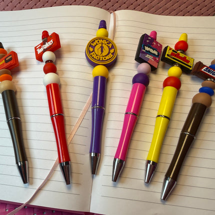 Sweet Treat Candy Bar Beaded Pens – Refillable Black Ink | Colorful Dessert Desk Accessories