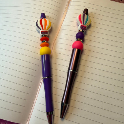 Custom Acrylic Beaded Pen with Hot Air Balloon Focal & Rhinestone Bling