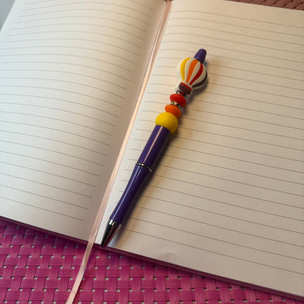 Custom Acrylic Beaded Pen with Hot Air Balloon Focal & Rhinestone Bling