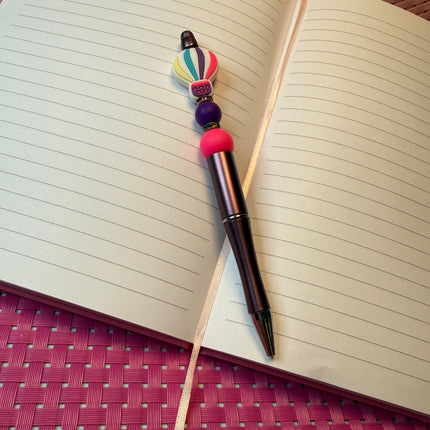 Custom Acrylic Beaded Pen with Hot Air Balloon Focal & Rhinestone Bling