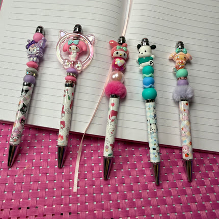 Pink Pastel Bunny Beaded Pen | Girly Cute Desk Accessory | Cozy Journal & Planner Pen