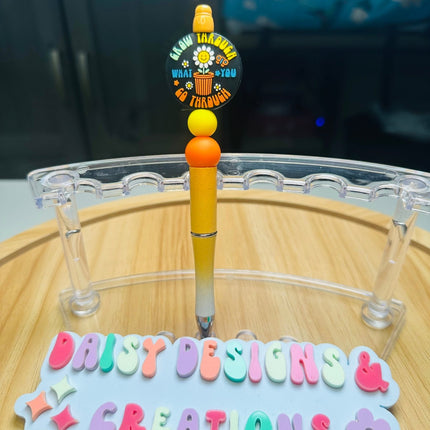 Custom Acrylic Beaded Pens – BPA Free Silicone & Focal, Retro Groovy Collection - Daisy Designs & Creations, LLC