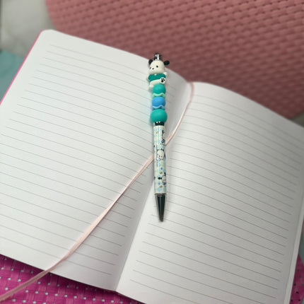 Blue Pastel Puppy Beaded Pen | Girly Cute Desk Accessory | Cozy Journal & Planner Pen