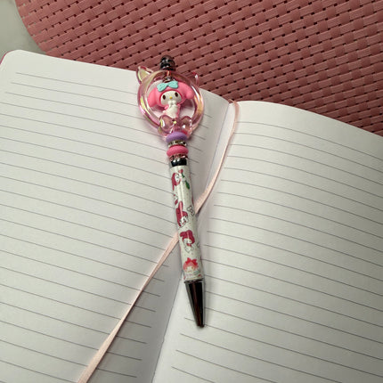 Pink Pastel Character-Inspired Spinner Pen | Girly Cute Desk Accessory | Cozy Journal & Planner Pen