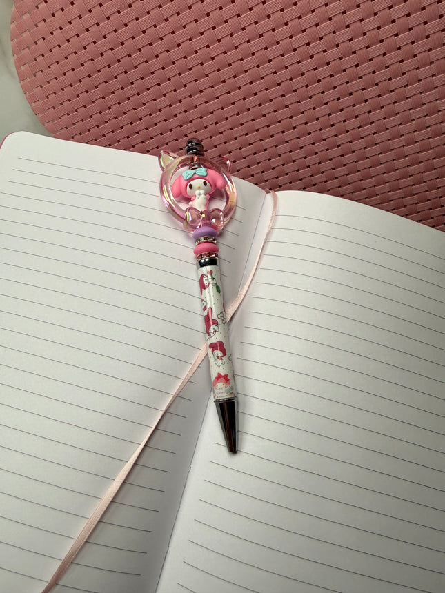 Pink Pastel Character-Inspired Spinner Pen | Girly Cute Desk Accessory | Cozy Journal & Planner Pen