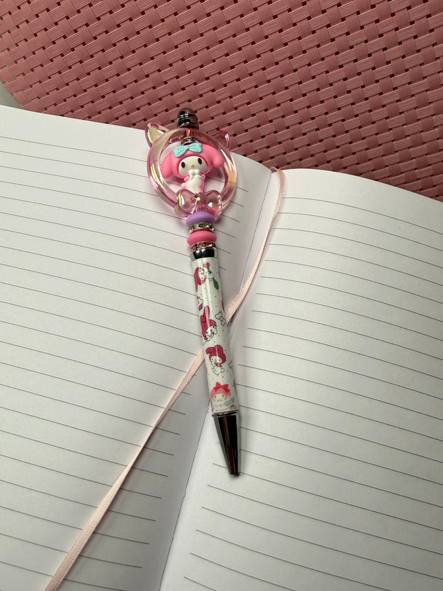 Pink Pastel Character-Inspired Spinner Pen | Girly Cute Desk Accessory | Cozy Journal & Planner Pen