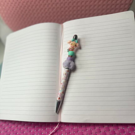 Pastel Bunny Beaded Pen | Girly Cute Desk Accessory | Cozy Journal & Planner Pen