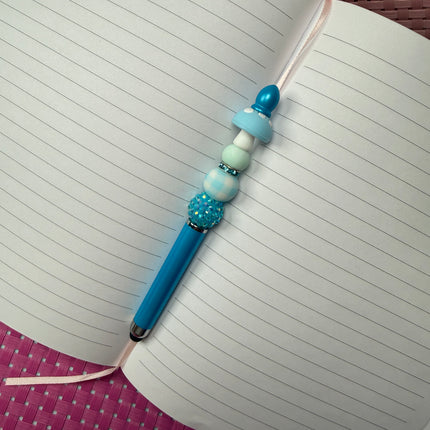 Blue Mushroom Stylus Pen | Girly Elegant Bookish Accessory | Cozy Journal & Planner Pen