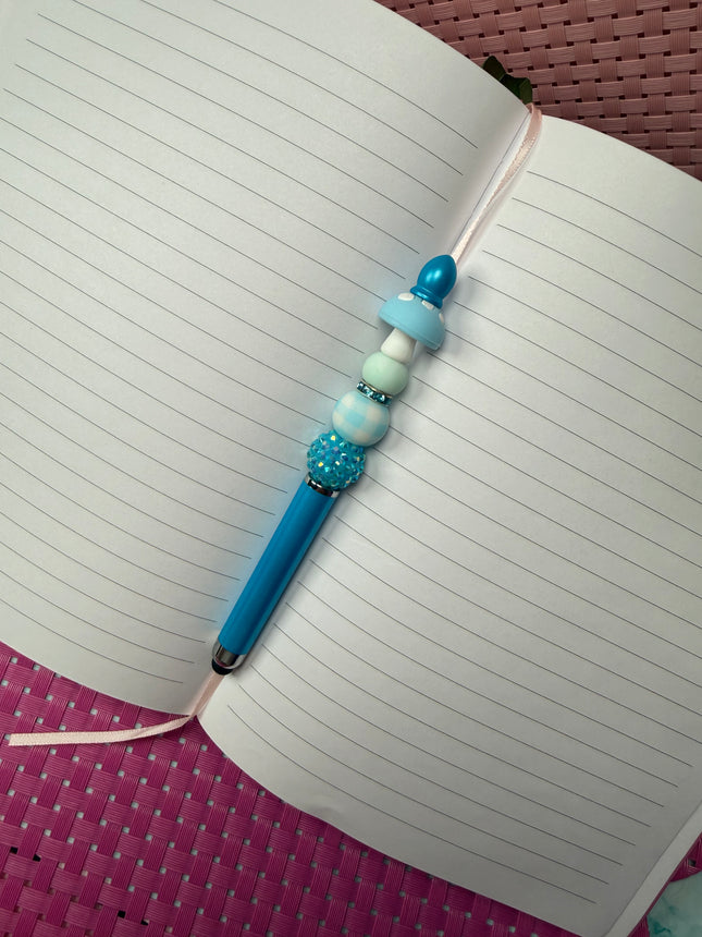 Blue Mushroom Stylus Pen | Girly Elegant Bookish Accessory | Cozy Journal & Planner Pen
